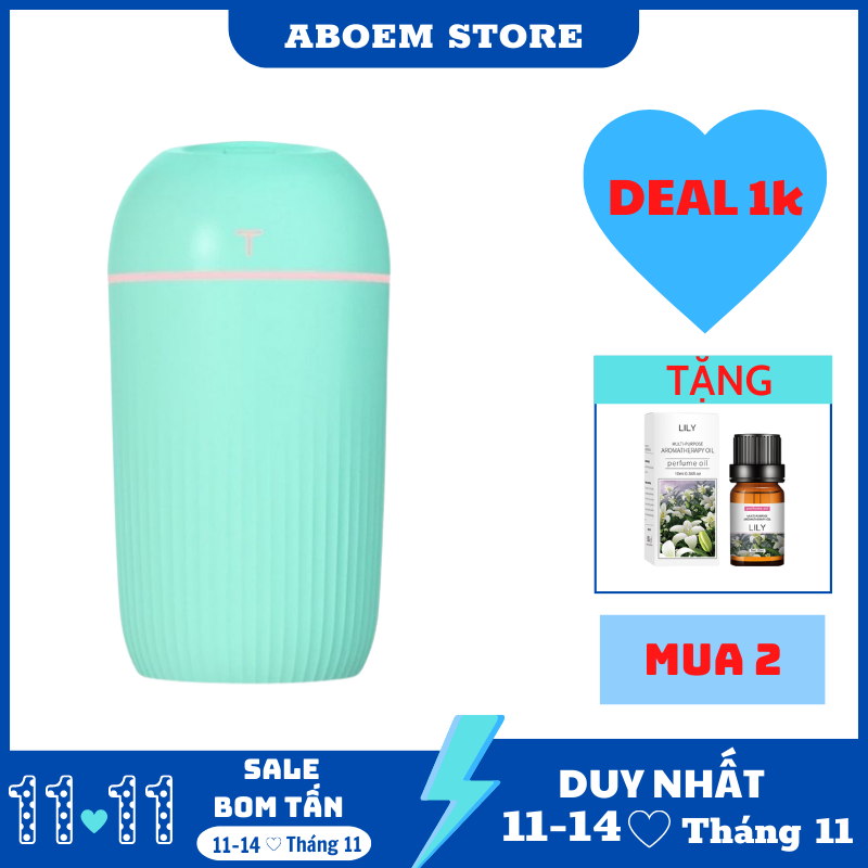 [11/11-14/11 Tặng quà cho đơn từ 69k]Máy Xông Tinh Dầu Phòng Ngủ 420ml Khuếch Tán Phun Sương Toả Hương Tạo Ẩm Khử Mùi Diệt Khuẩn Lọc Không Khí Có Đèn - ABOEM STORE