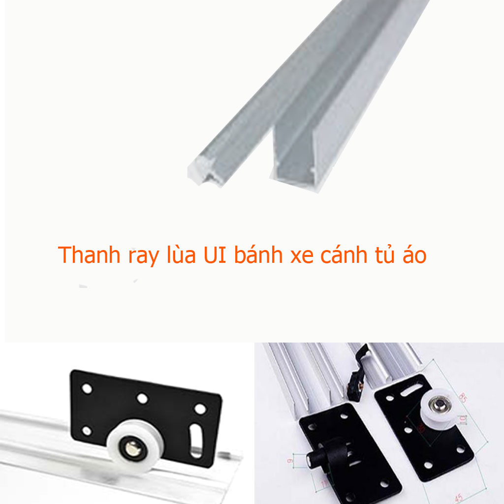 Combo 4 cặp ray trượt cửa tủ, lùa u & i.đài loan