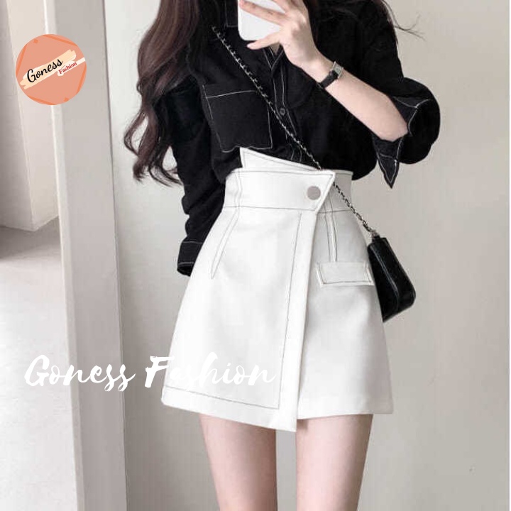 Quần short nữ Goness cạp cao giả váy kiểu chỉ nổi cao cấp co giãn tốt tôn dáng 202