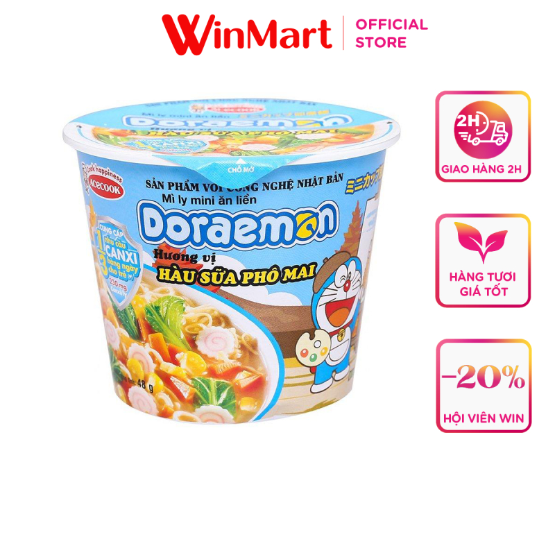 [Siêu thị WinMart] -Mì ly mini Doraemon hàu sữa phô mai 48g