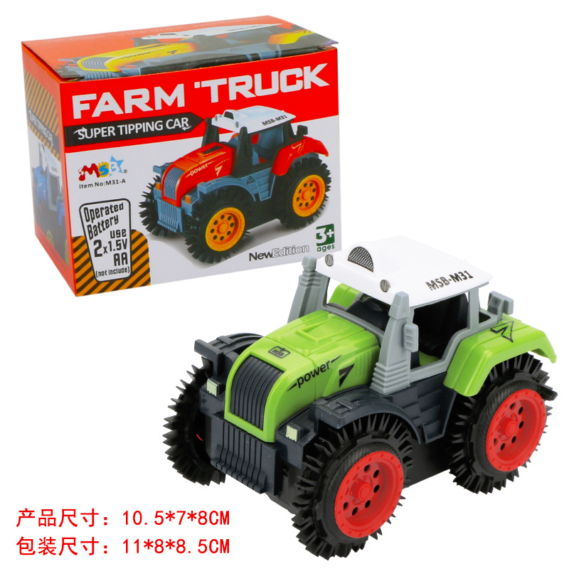 Xe ô tô đồ chơi chạy pin,xe tải nông trại cho bé, chạy bằng pin tiểu (màu xanh bánh đỏ -chưa kèm pin) nhựa ABS an toàn