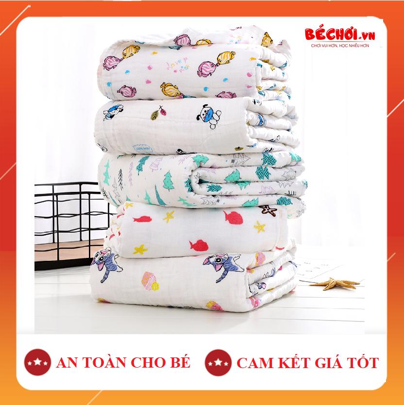 Khăn Tắm Em Bé, Khăn Tắm 6 Lớp Mềm Mịn Êm - Hoa Tiết Bé Trai