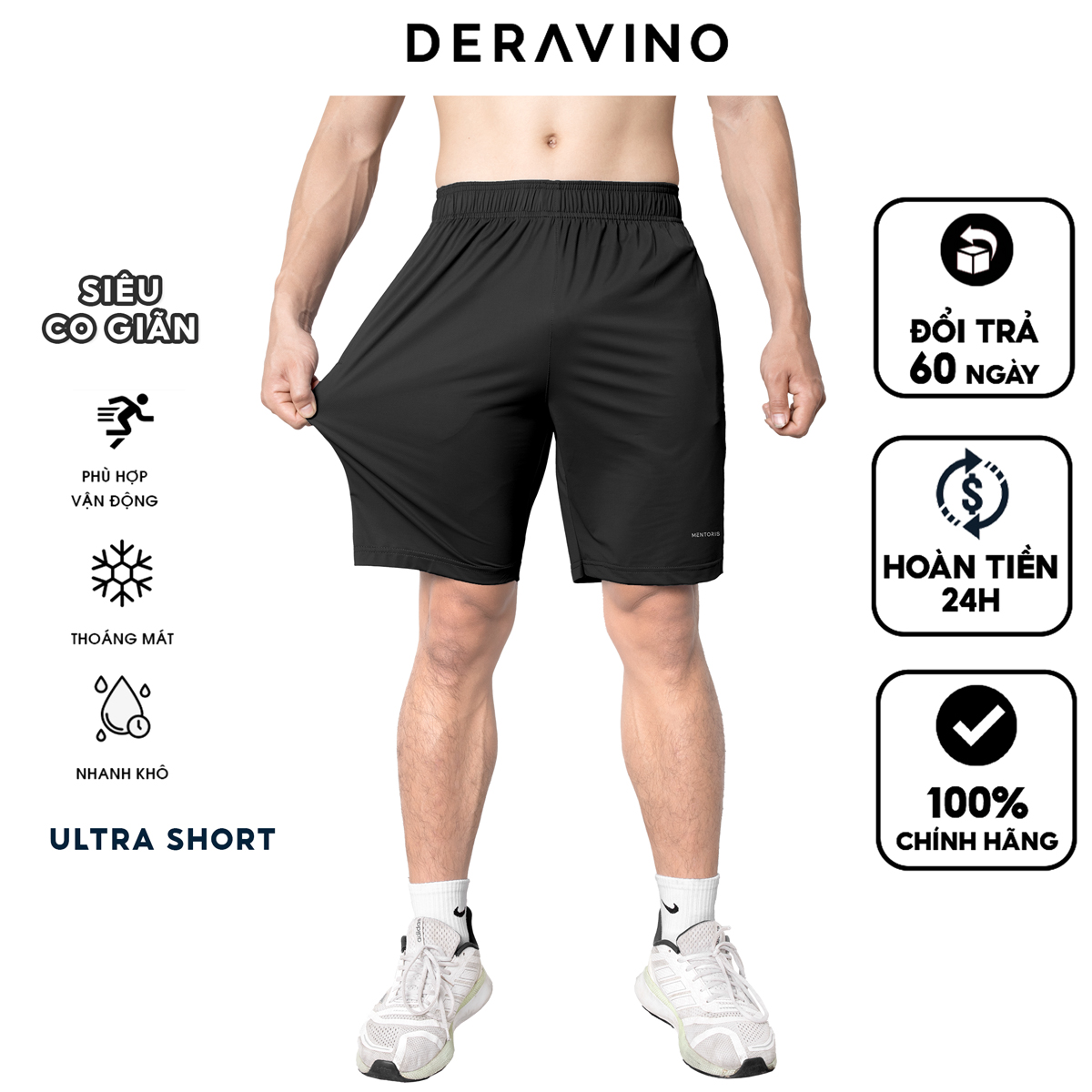 Quần đùi nam Thể thao DERAVINO SR05, Quần Short Cao Cấp Phù Hợp Với Mọi Hoạt Động, Chất Liệu thun lạnh siêu co giãn,Thông Thoáng Và Mềm Mại Thấm Hút Mồ Hôi Tốt Vô Cùng Thoái Mái Khi Mặc