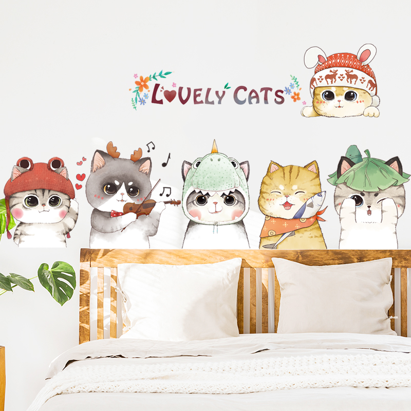 Decal dán tường cho bé Những Chú Mèo Cute - Giấy dán tường - Trang trí tường - Sticker - Hình dán tường