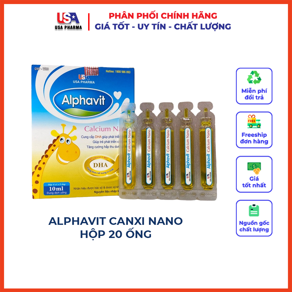Siro alphavit canxi tăng cường hấp thu canxi cho bé - giúp bé phát triển chiều cao - hộp 20 ống 5ml