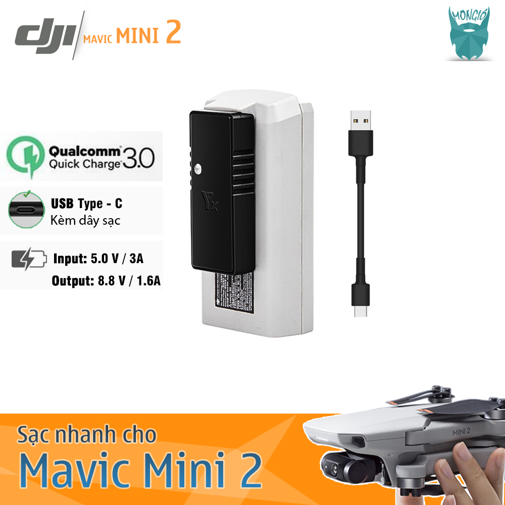 Mini 2 - Sạc USB cho Pin Mavic Mini 2, Công nghệ QC3.0 - USB Charge for Battery Mavic Mini  2 (01 Battery)
