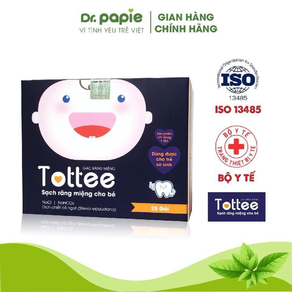[CHÍNH HÃNG] Gạc rơ lưỡi TOTTEE hộp 25 gói giúp vệ sinh răng miệng cho bé - An toàn - Hiệu quả - Tiện lợi - TINI KIDS PLAZA