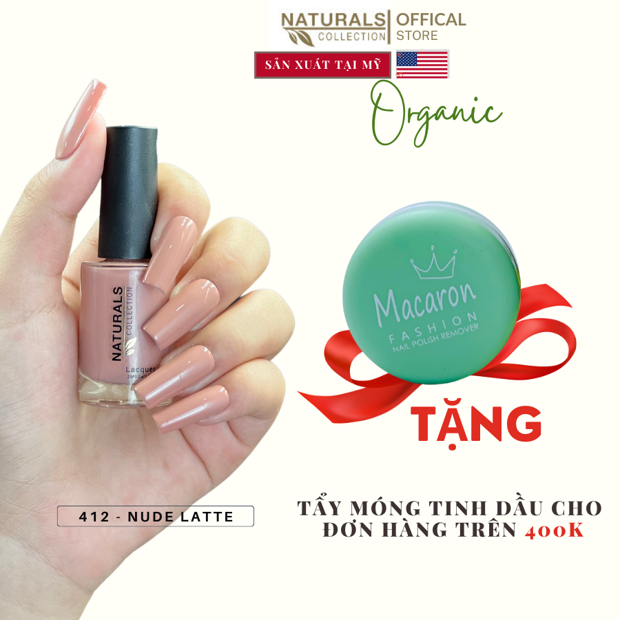 Sơn dưỡng thành phần hữu cơ phục hồi móng yếu, hư tổn USA NATURALS COLLECTION màu nude kim tuyến - 7.5ml - 421