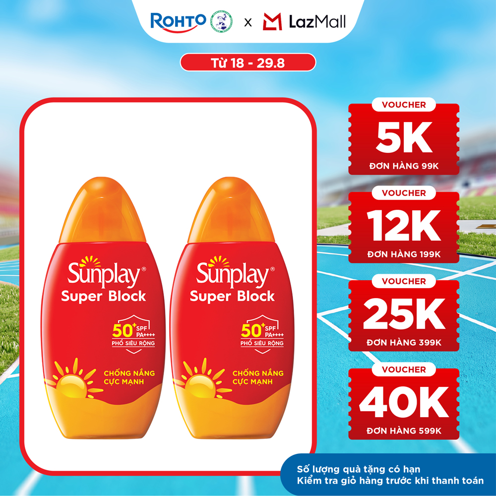 [VB] Bộ 2 Kem chống nắng Sunplay cực mạnh, ngừa đen sạm da hiệu quả dạng sữa Sunplay Super Block SPF 50+, PA++++ 70g