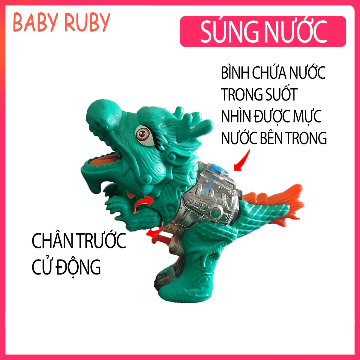 Súng bắn nước - Đồ chơi cho bé, Đồ chơi rồng nước, Súng nước con rồng, Súng nước, Súng bắn nước - Baby Ruby