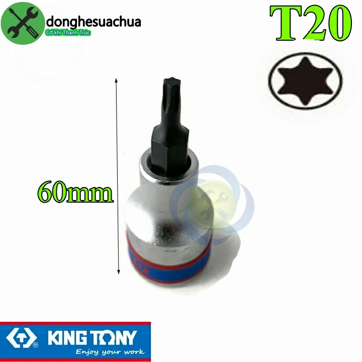 Đầu tuýp sao t20 1/2 kingtony 402320 dài 60mm trắng đen