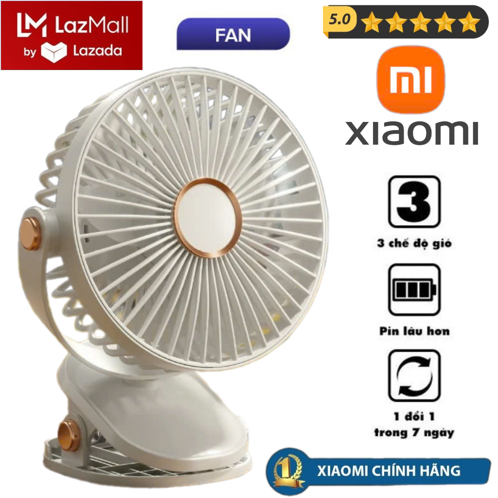 Xiaomi MALL CHÍNH HÃNG DEAL SỐC 50% Quạt mini kẹp bàn xe đẩy cho bé ,Quạt Tích Điện Treo Tường, Công Suất Lớn, Siêu Mát 3 Tốc Độ Gió Dung Lượng Pin Lớn 10000mAh Sạc Pin USB Tiện Lợi , Quạt Mini Có Đế Thăng Bằng Điều Chỉnh Xoay 720 Độ