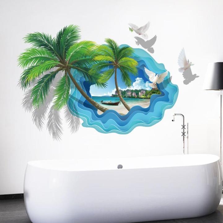 Decal dán tường bãi biển hawai Sticker Tranh Dán Tường XL8310 - Decal dán tường cho bé - Decal dán tường động vật