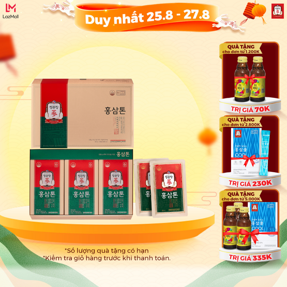 Nước Hồng Sâm Hàn Quốc Pha Sẵn KGC Jung Kwan Jang Tonic Original (50ml x 30 gói)