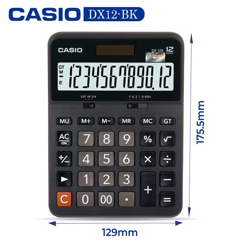 Máy tính casio dx-12b - chính hãng bitex, bảo hành 7 năm