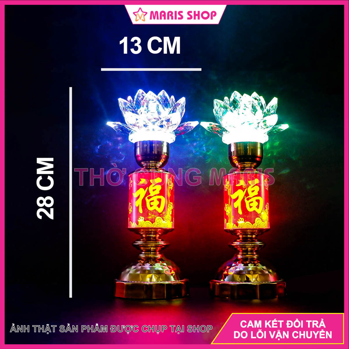 Đèn thờ hoa sen pha lê nguyên khối led đổi màu tự động đèn bàn thờ phật, bàn thờ giá tiên, đèn thờ cúng đẹp