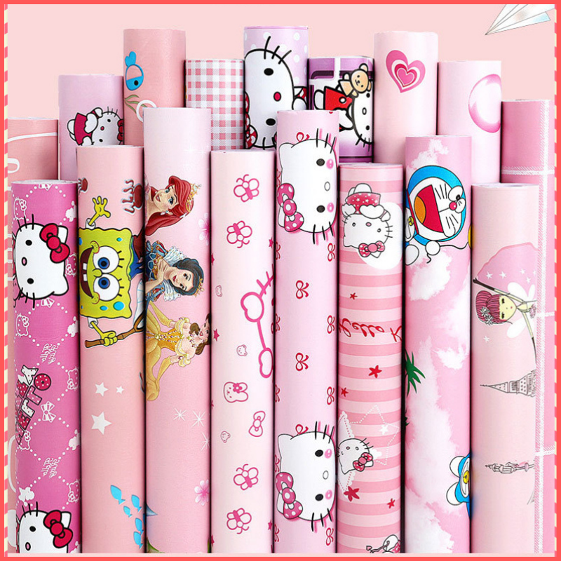 Cuộn 10 Mét Giấy Dán Tường Hello Kitty Khổ Rộng 45Cm Có Keo Sẵn Giấy Dán Tường Kity Giấy Dán Tường Hình Mèo Kitty Giấy Dán Tường Phòng Ngủ Hello Kitty Giấy Dán Tường Kitty Hồng Decal Dán Tường Hello Kitty - Haxu Shop