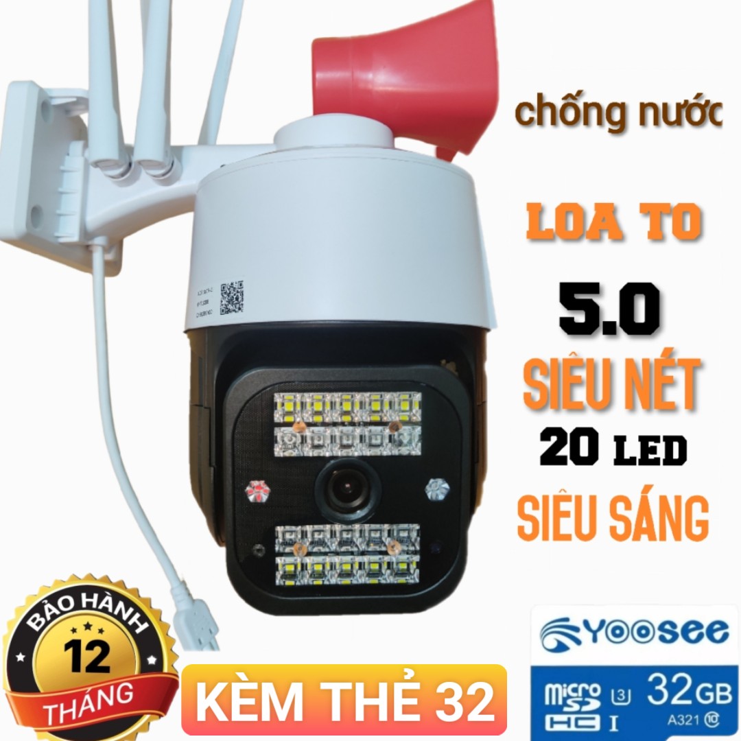 CAMERA YOOSEE NGOÀI TRỜI ADB PTZ 20 LED LOA SIÊU KHỦNG 2022 XOAY 360 CHÔNG NƯỚC TUYỆT ĐỐI