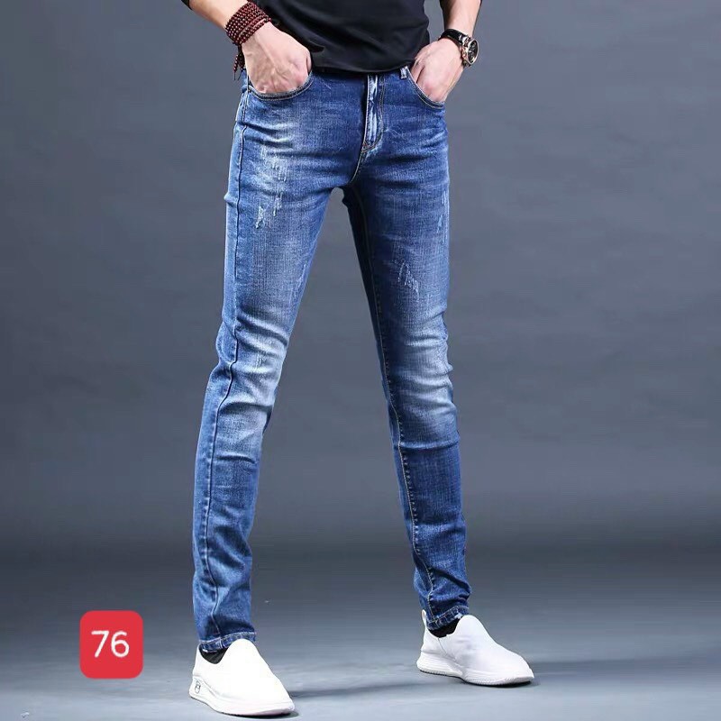 Quần jeans nam màu xanh hoạ tiết xước - quần jeans nam thời trang cao cấp mysuongshop03 ms76