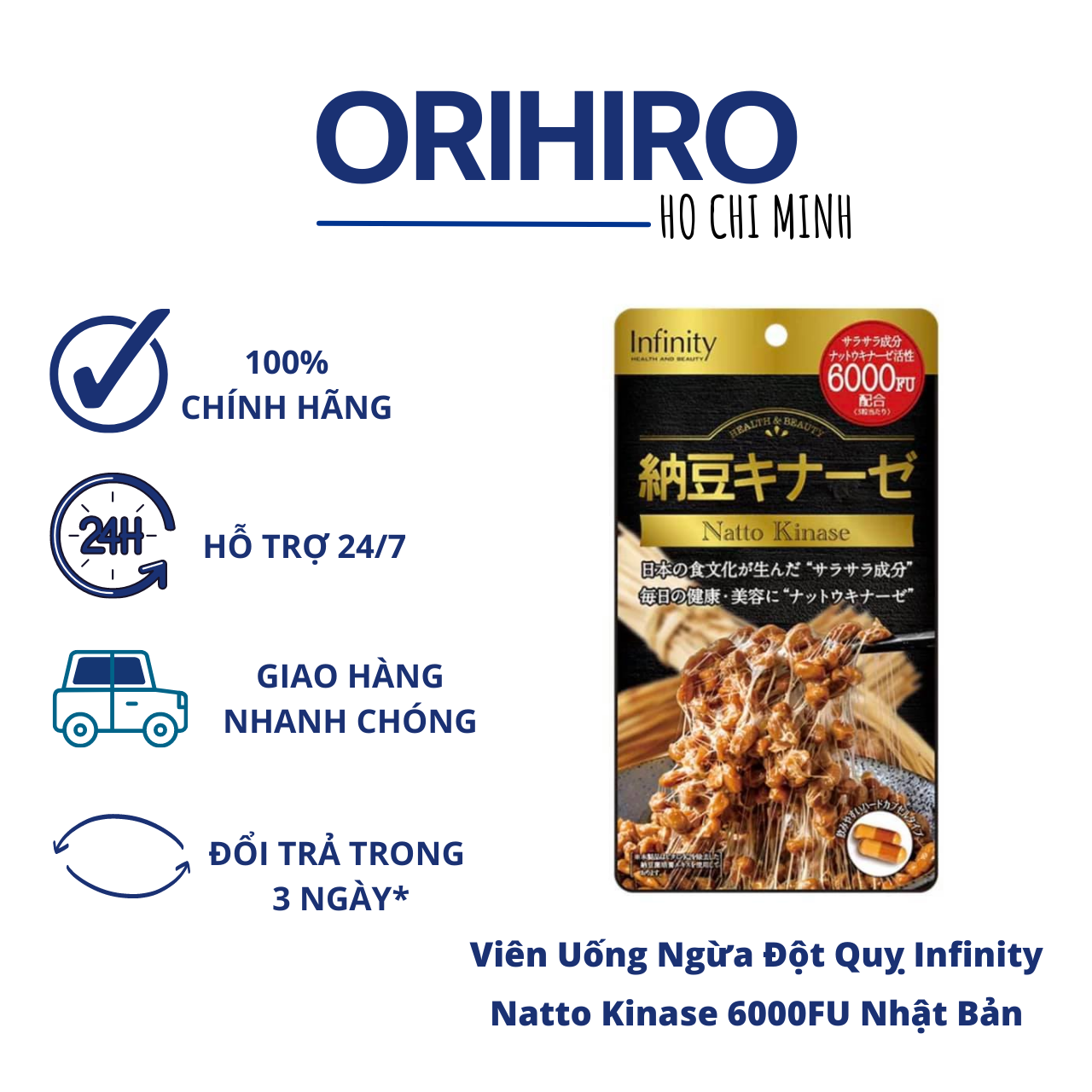 Viên uống ngừa đột quỵ infinity natto kinase 6000fu nhật bản