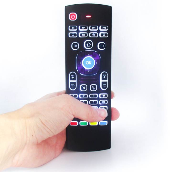 Mx3-L Chuột Bay Bàn Phím Không Dây Có Đèn Nền 2.4G Điều Khiển Từ Xa Backlit Cho Android-TV Hộp Máy Chiếu IR Học Tập Fly Chuột