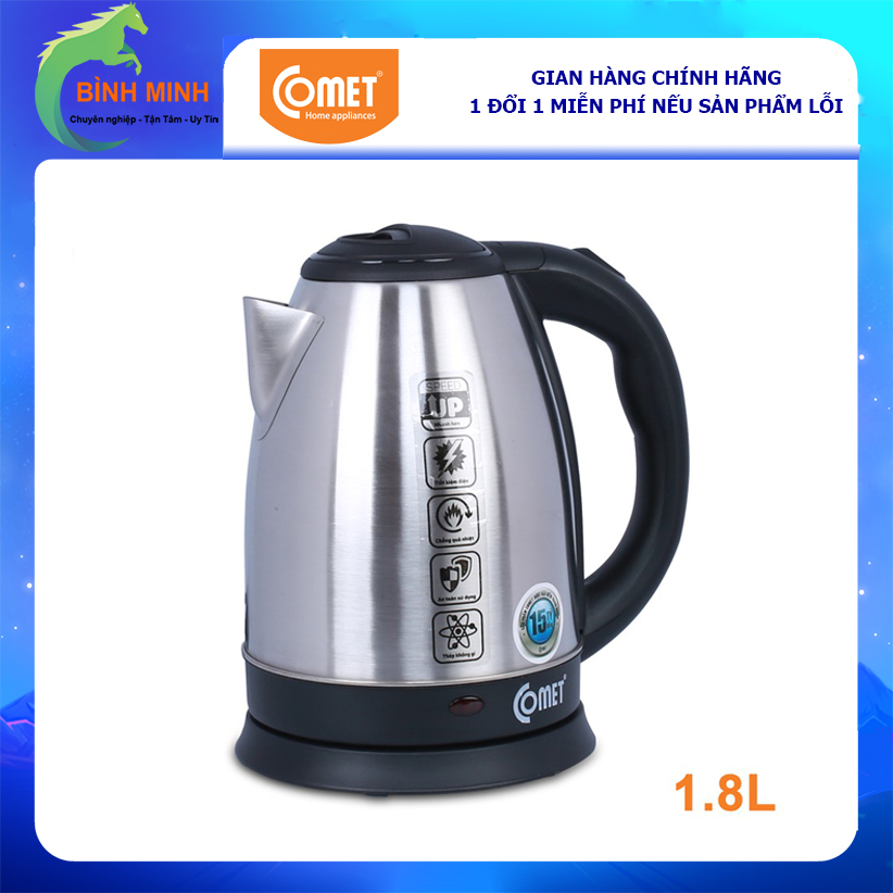 Ấm Siêu Tốc Comet CM8219 1.8L 1.8 Lít - Inox - Hàng Chính Hãng (Bảo Hành 12 Tháng)