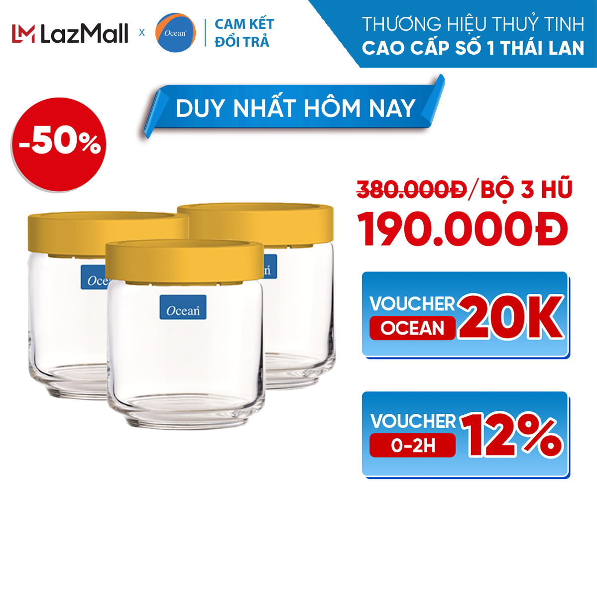 Bộ 3 hũ thủy tinh rego 500ml
