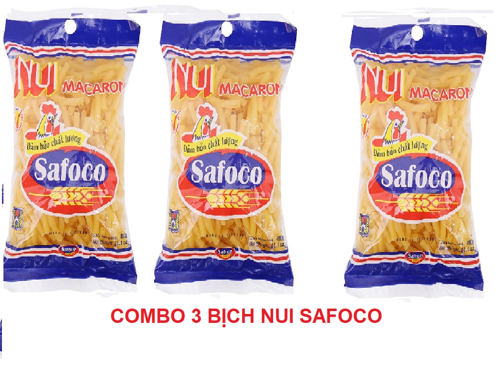 Combo 3 Nui ống macaroni safoco size L- Loại 400g- Giao ngay