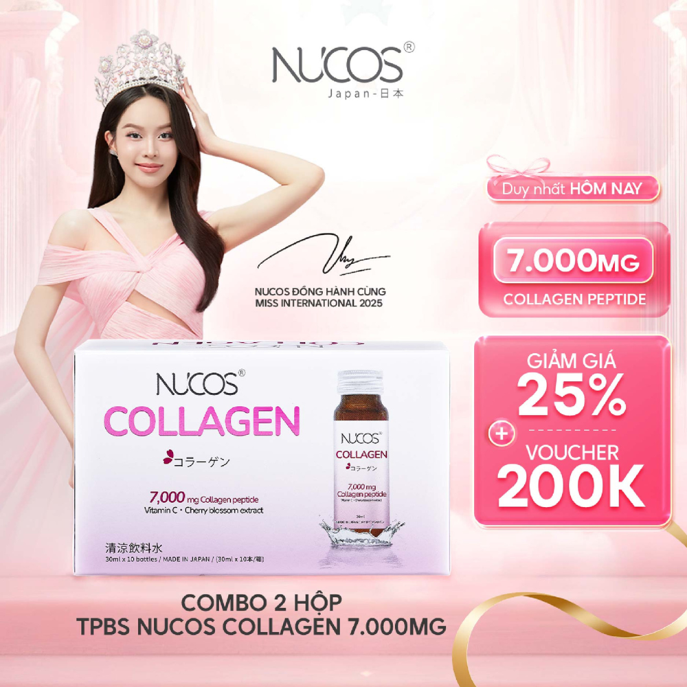 Combo 2 hộp TPBS Nước Uống Collagen Nucos 7000 10 chai x 30ml