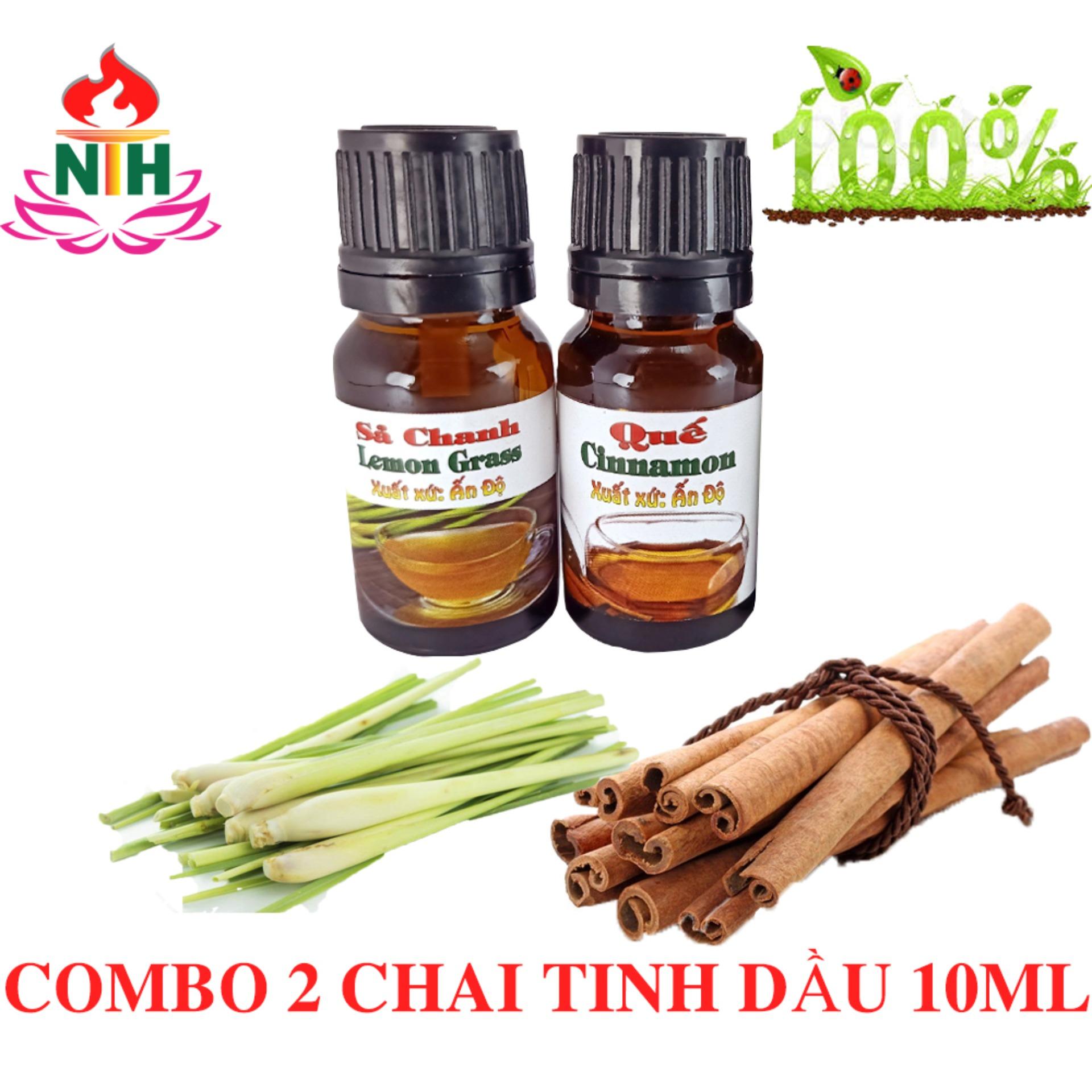Combo 2 tinh dầu xông phòng 10ml: sả chanh, quế