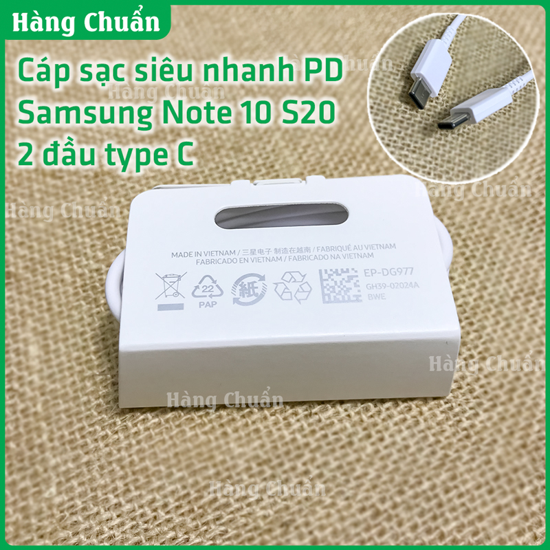 Hàng Chuẩn – Cáp sạc Samsung chính hãng 2 đầu type C màu trắng zin theo máy note 10 20 s20 plus ultra sạc nhanh 25w