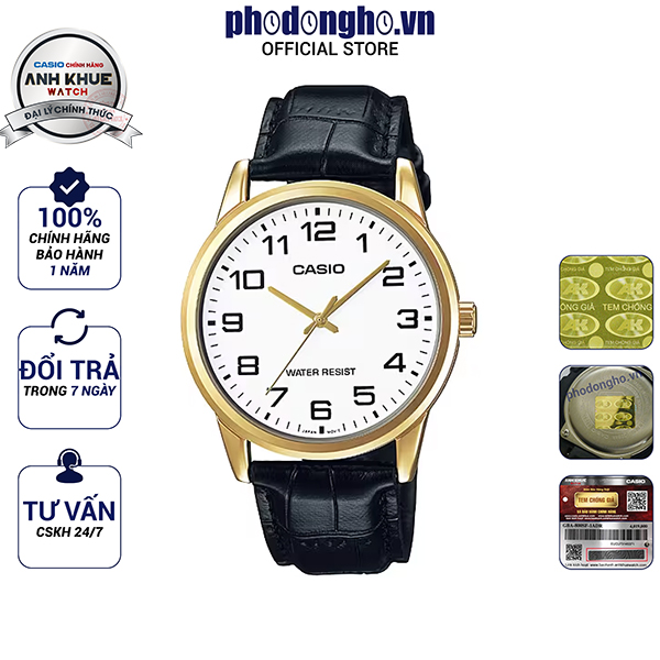 Đồng hồ nam dây da Casio Anh Khuê MTP-V001GL-7BUDF