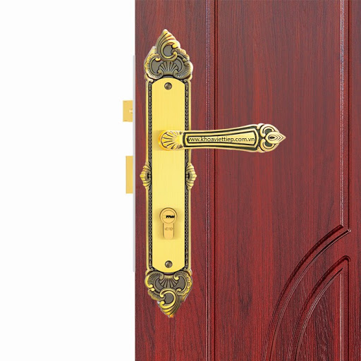 Bộ khóa cửa chính việt tiệp tay gạt 04942 thân vàng đồng thau chính hãng bảo hành 5 năm
