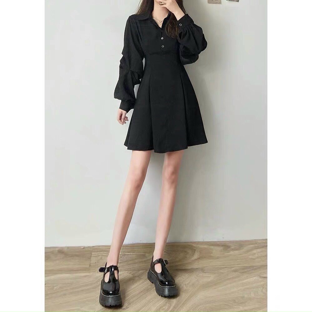 Đầm xoè dự tiệc cổ sơ mi