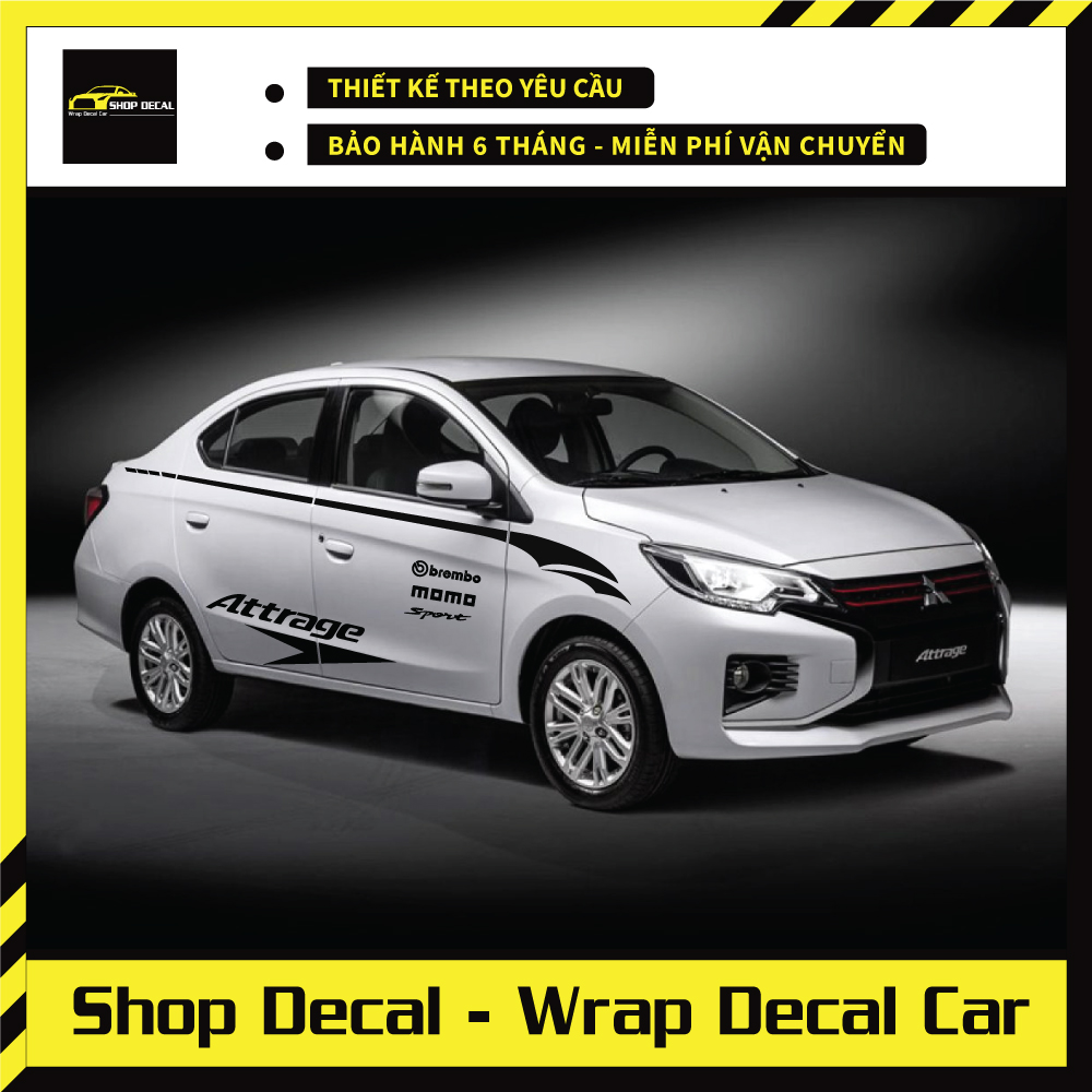 Tem xe Mitsubishi Attrage dán 2 bên sườn
