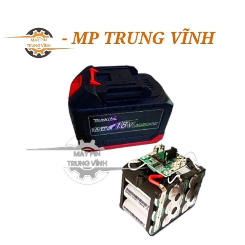 Pin makita 15 cell đóng sẵn lõi lishen xả cao dung lượng 6Ah chân phổ thông , vỏ chống va đập có đèn led chân pin phổ thông, bảo hành 6 tháng
