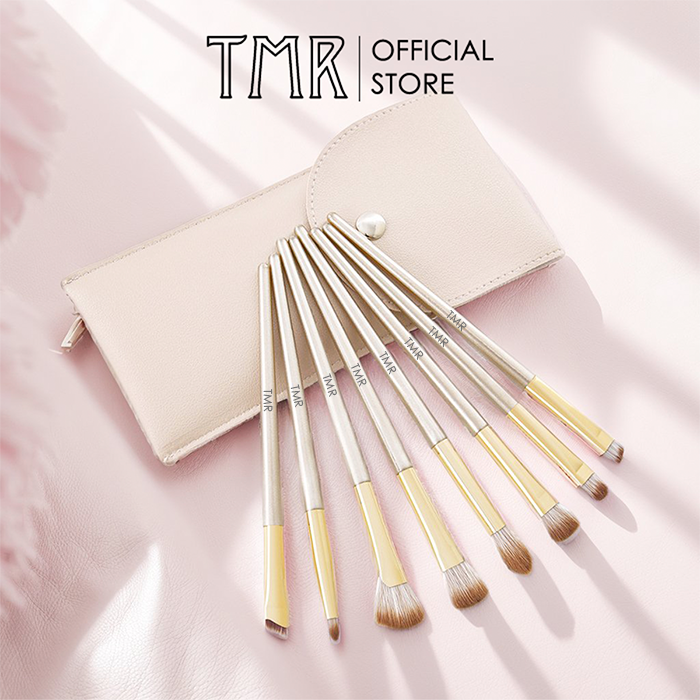 Bộ 8 cọ trang điểm phấn mắt kèm túi tmr sparkling cọ đánh phấn mắt tạo khối bắt sáng tiện dụng