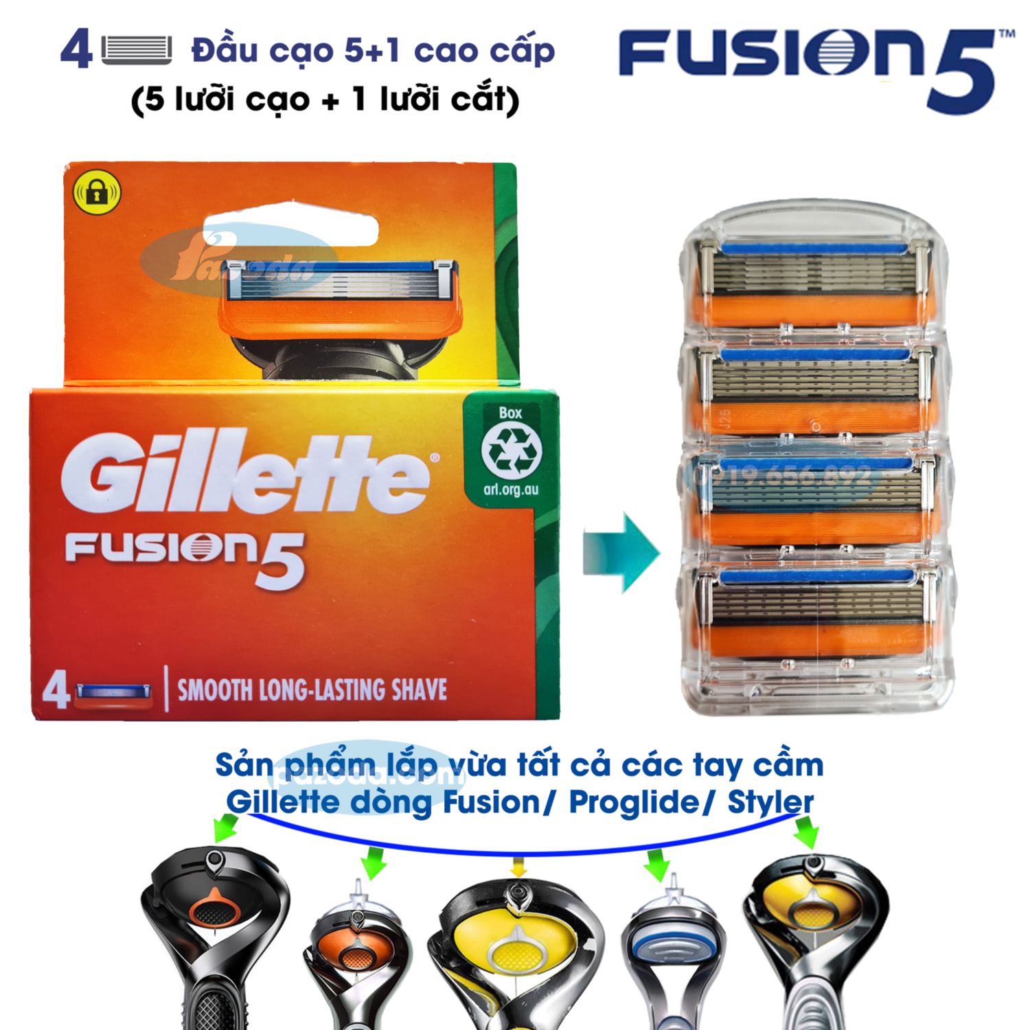 Hộp 4 đầu dao cạo Gillette Fusion5 (đầu cạo 5+1)