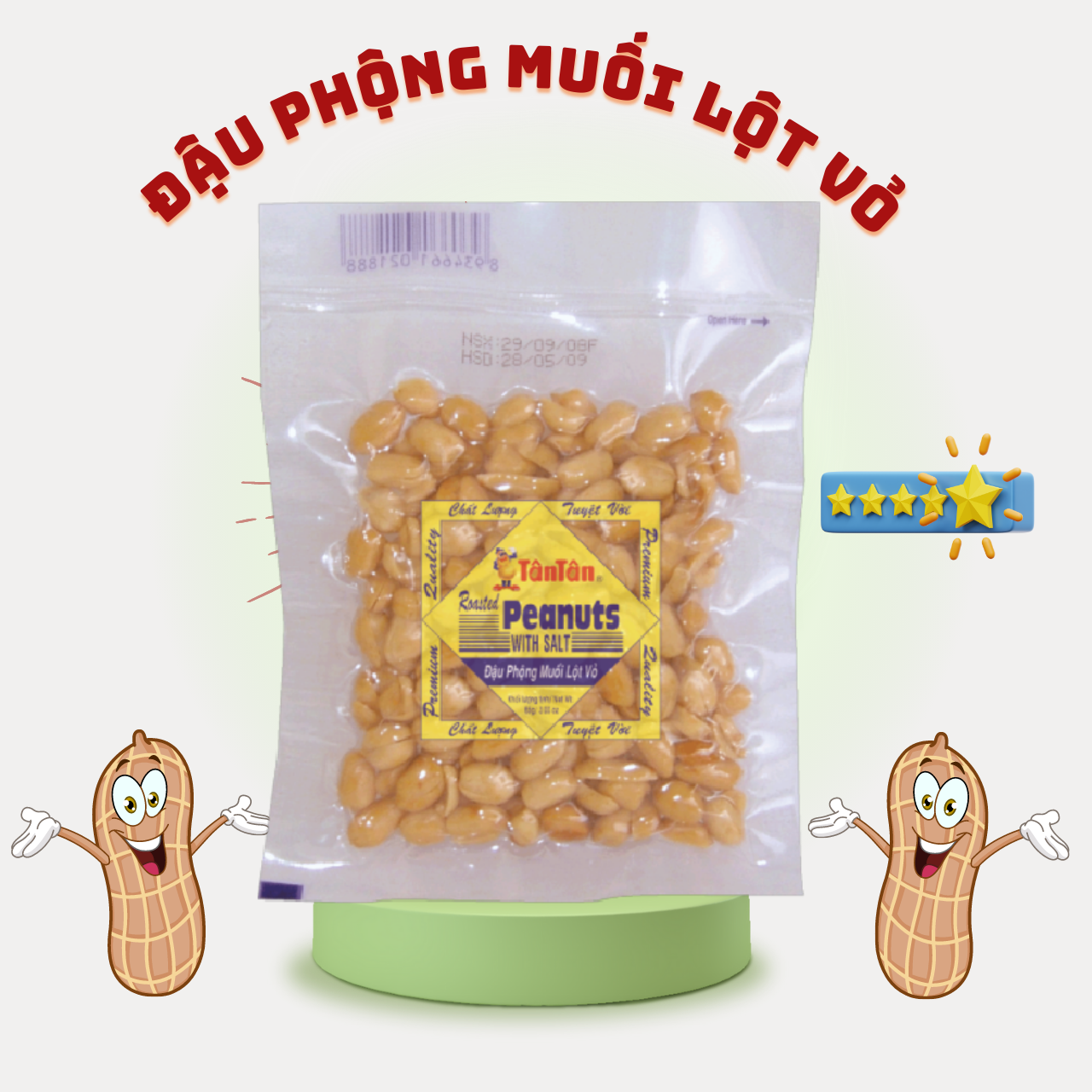Đậu phộng muối lột vỏ tân tân 55g