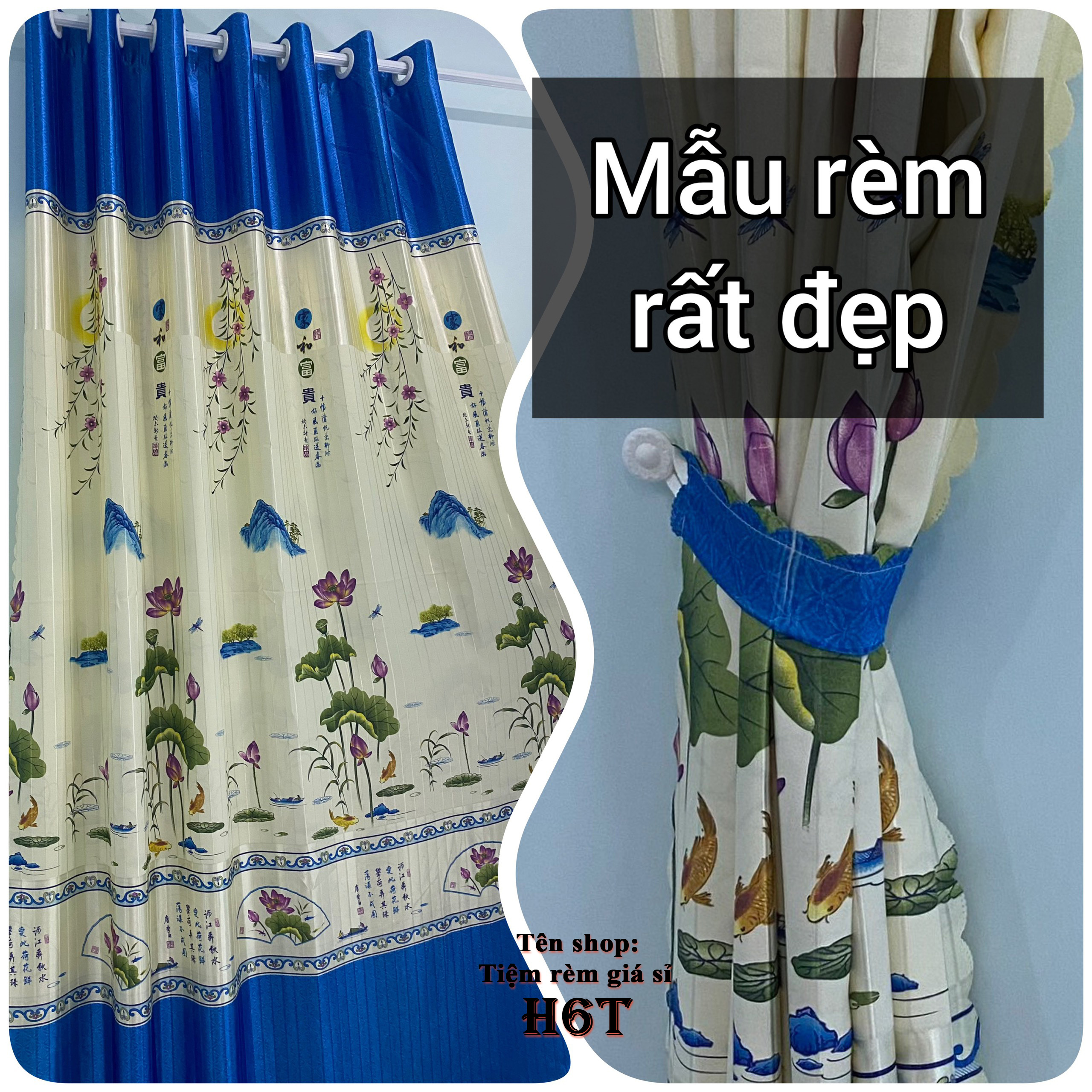 Rèm vải da in 2 mặt - màn cửa đẹp - rèm cửa tốt