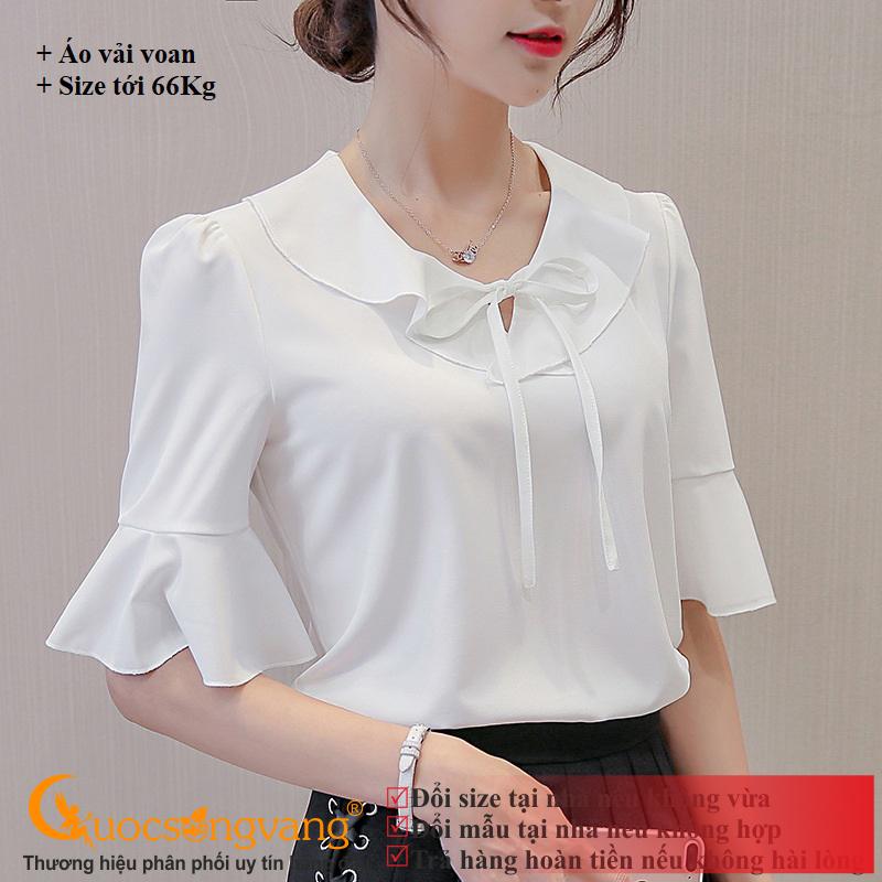 Áo nữ tay loe áo sơ mi nữ cổ bèo GLA165