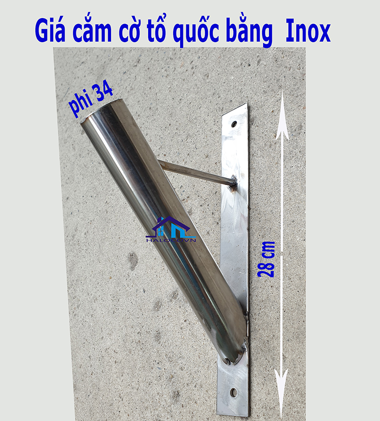 Giá cắm cờ tổ quốc bằng Inox 304 xịn phi 34