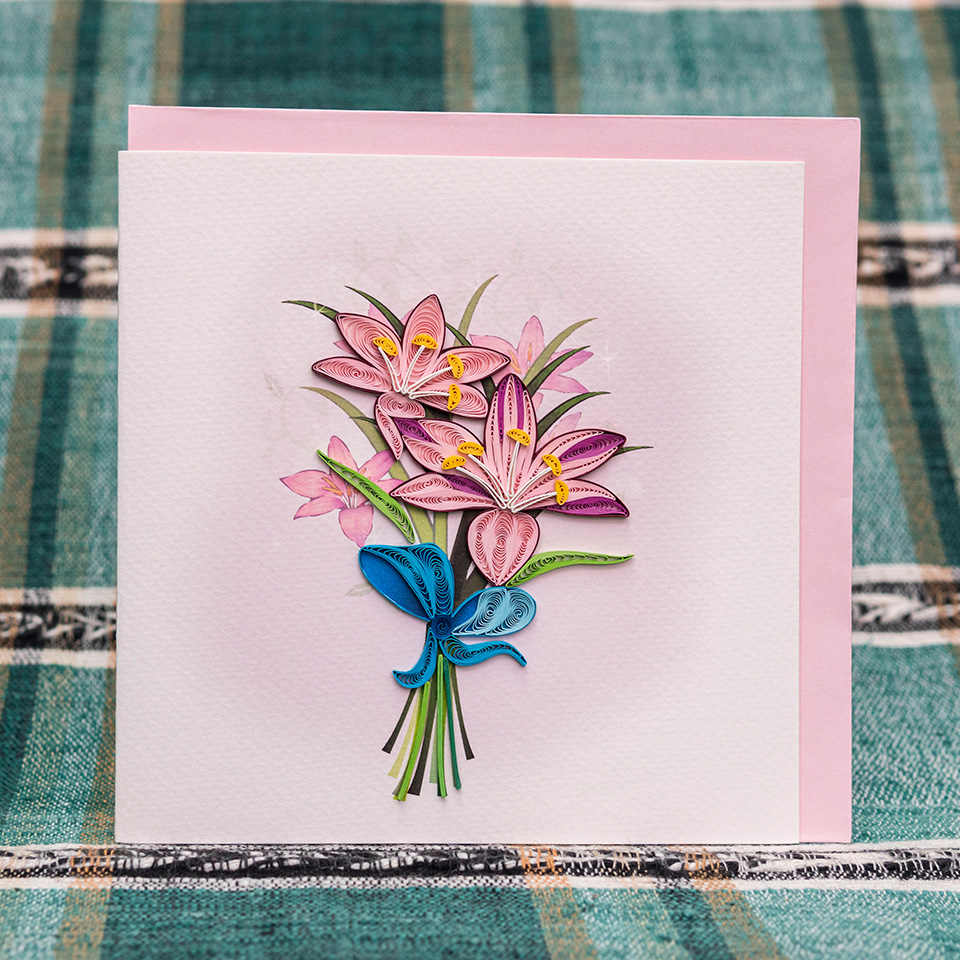 [HCM]Thiệp Giấy Xoắn Chủ Đề Hoa 02 - 15x15cm (Quilling Card/ Handmade)