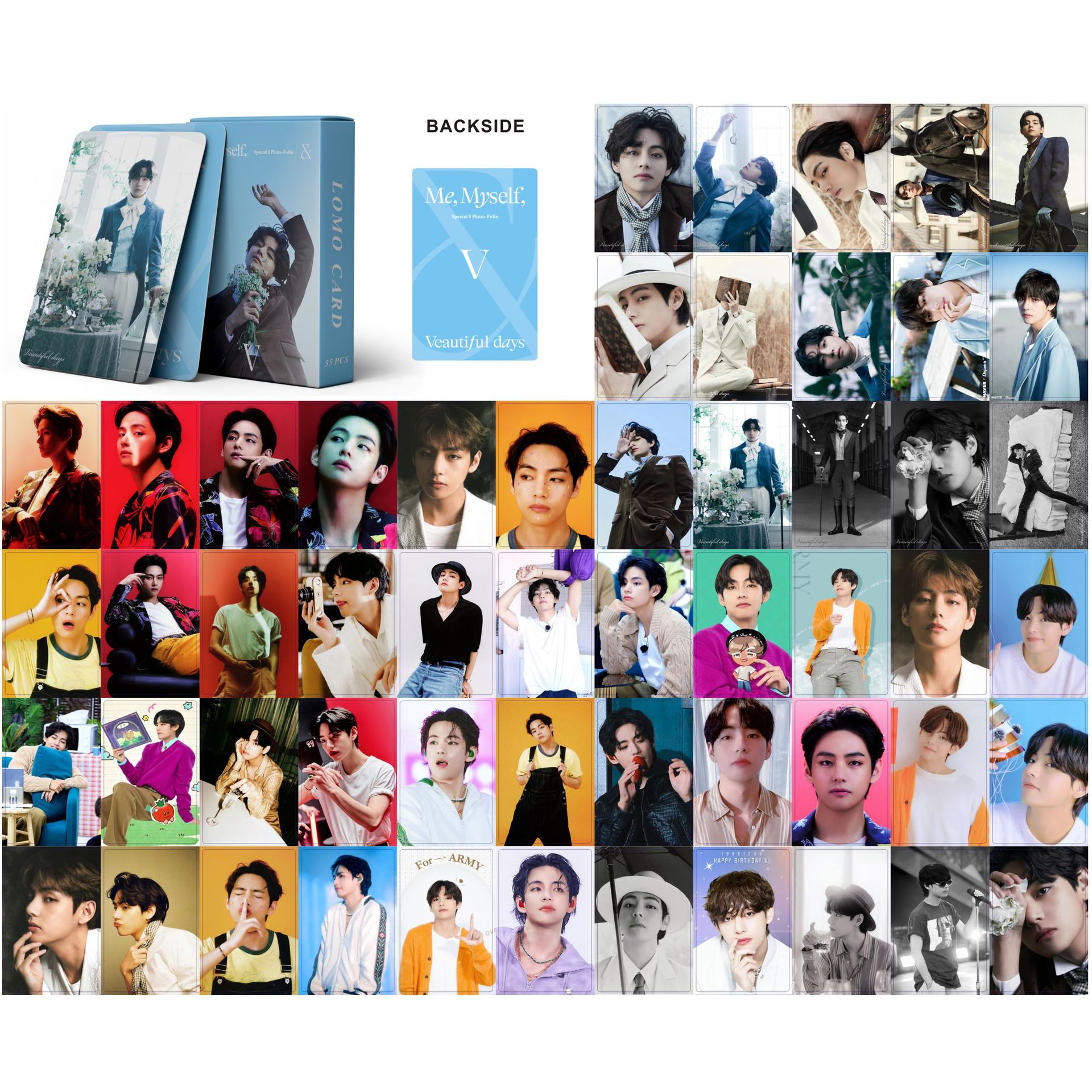 Set 55 lomo card bts v-mẫu 3