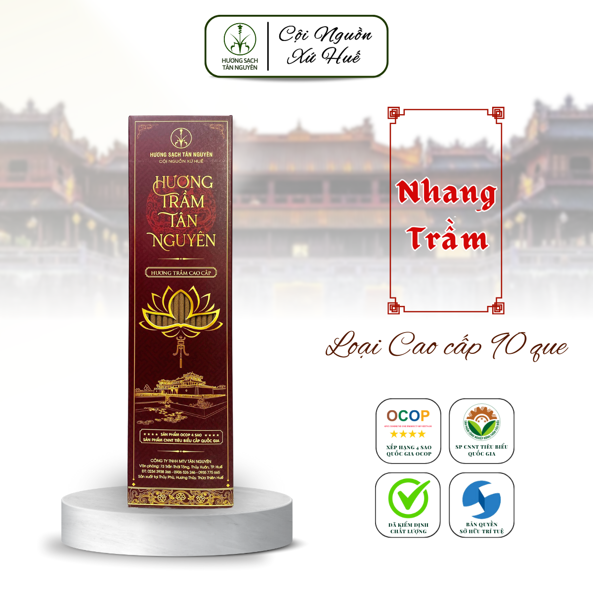 Trầm hương Tân Nguyên, nhang trầm sạch, nhang trầm hương cao cấp hộp giấy 90 que dài 23cm, 38cm