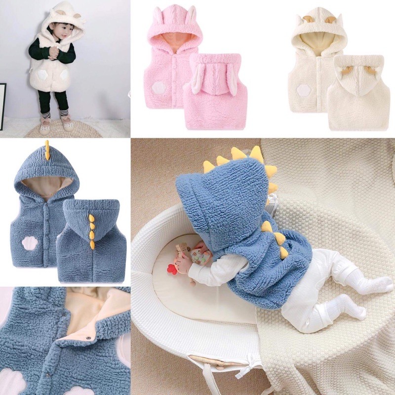 Áo khoác gile lông cừu cho bé trai, bé gái size 6-21kg