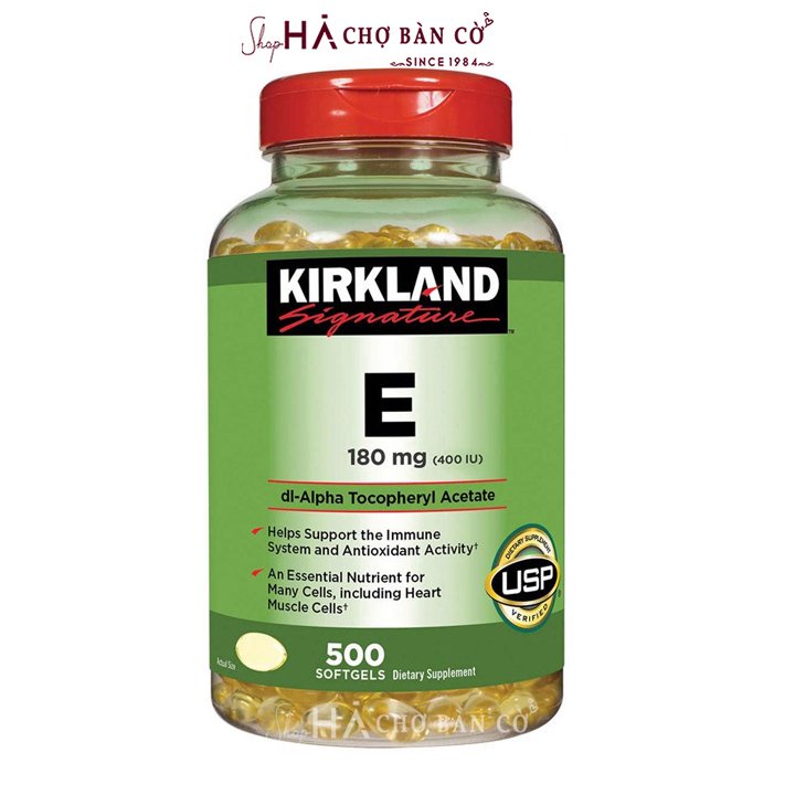 Thuốc Bổ Sung Vitamin E KIRKLAND - Vitamin E 180mg 400IU 500 Softgels