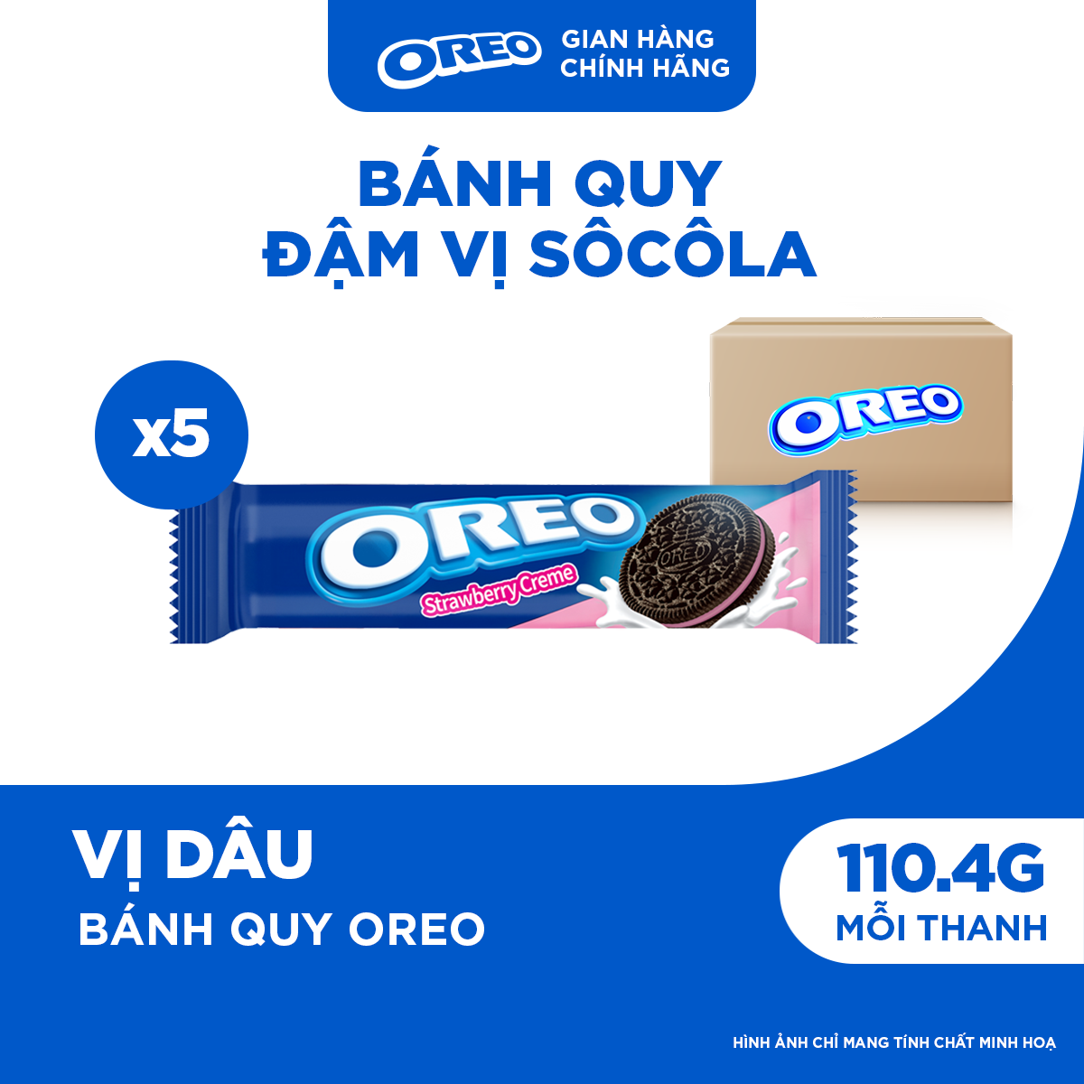 Combo 5 Bánh Quy Oreo Với Kem Vị Dâu 110.4g