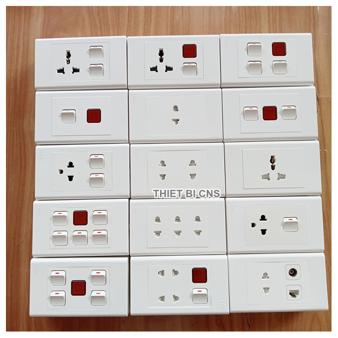 COMBO Ổ cắm, Công tắc vuông, Đèn báo, Ổ Mạng lan, TV LiOA - SE18