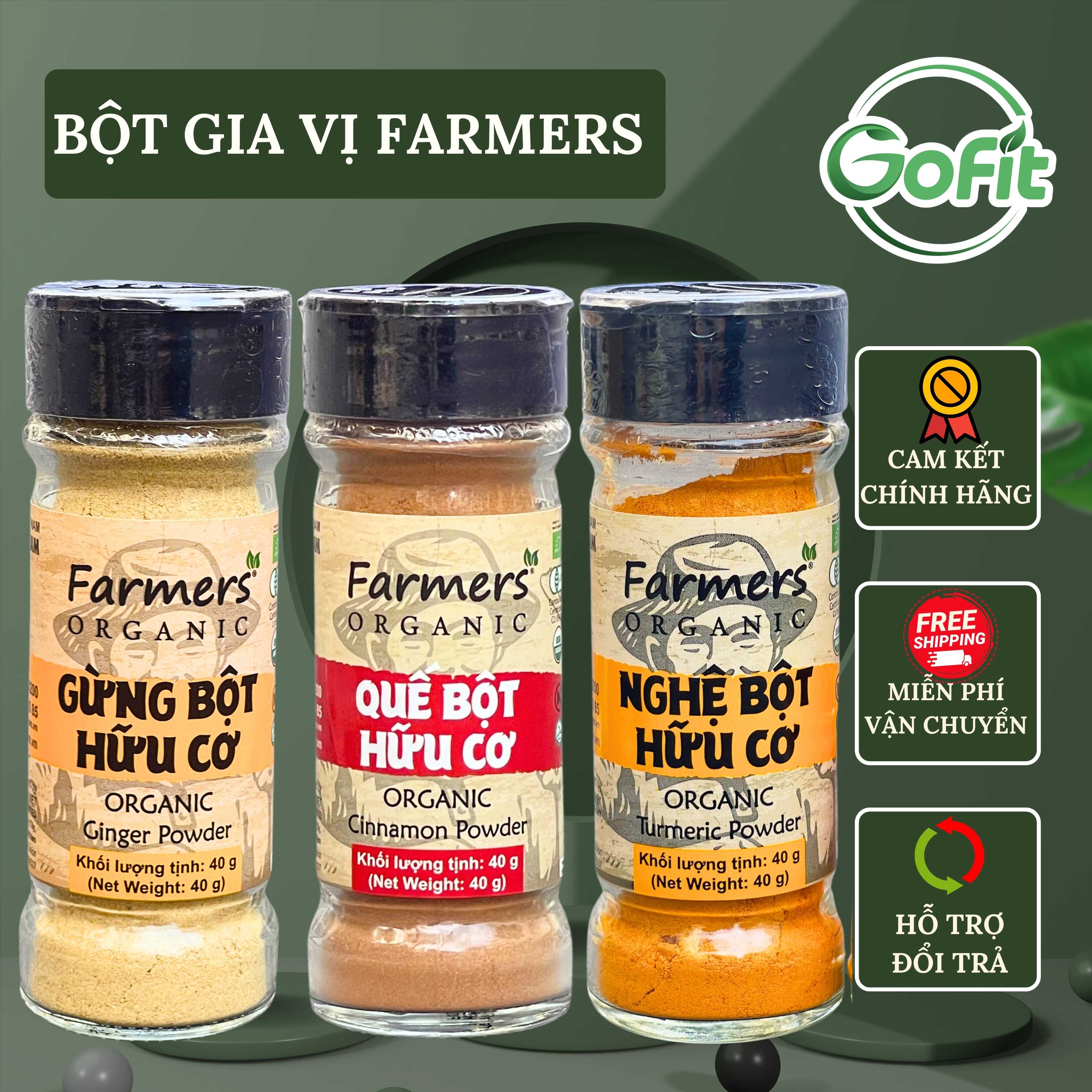 Bột gia vị framer's organic vipep hũ thủy tinh 40g - gừng - nghệ - quế